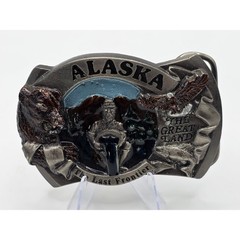 Vintage 1985 Alaska The Great Land Belt Buckle Great American Buckle Co 1632 USA