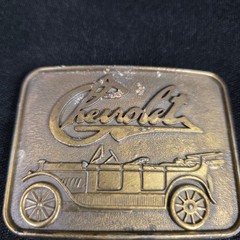 Chevrolet Belt Buckle Antique Brass 3.25&Prime; Vintage Car R.J. Roberts Co.