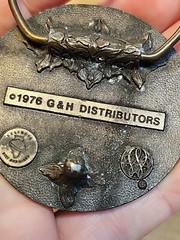 Vintage 1976 Western Cow Stamped G & H Metal Brass ? Belt Buckle
