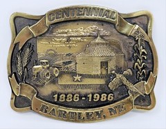 Bartley Nebraska Centennial Belt Buckle 1886-1986 Homestead Farm Corn #176/300