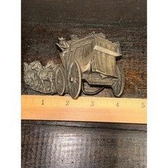 Vintage 1979 Bergamot Brass Works Western Stagecoach Horse Belt Buckle Made USA