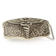 Medical german silver belt buckle Caduceus, Physician Medical Corps belt buckle
