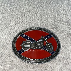 Vintage MOTORCYCLE BELT BUCKLE ~LEGENDS WEST ~PEWTER ENAMEL ~MADE IN USA BB1932