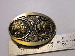 WESTERN BUFFALO NICKEL 5 CENTS Metal Belt Buckle (BRASS LOOKING)