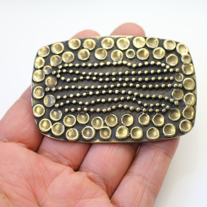 Vintage Ethnic Metal Studded Belt Buckle – Artisan Boho Style