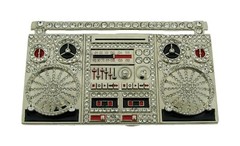 Retro Boom Box Belt Buckle Blaster Radio Dj Ghetto Music Old school Silver Metal