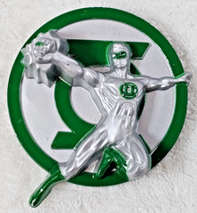 Green Lantern Metal Belt Buckle Silver Toned Green Enamel Superhero 3&Prime;
