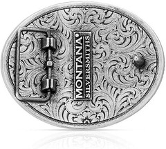 Montana Silversmiths Western Belt Buckle Pack Horses Antiqued 61333P