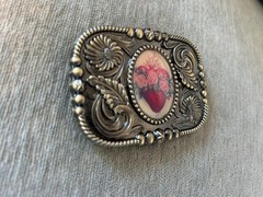 Heart and Roses Belt Buckle Valentines Western Mexican Sacred Sagrada Art