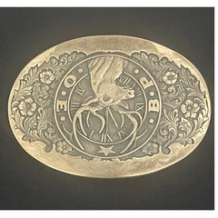 Vintage Award Design Medals Elk Deer Belt Buckle Solid Brass Tone