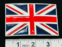 Belt Buckle Enamel Union Jack UK British Flag Silver Tone For 1 1/2 Inch Belt