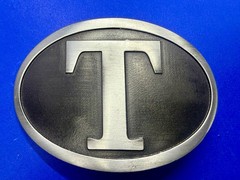 Initial Block Letter T Montana Silversmiths RARE Grey & Black Color Belt Buckle