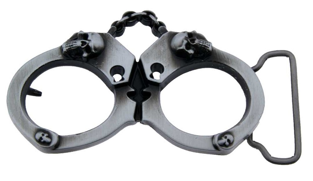 Men Handcuffs Belt Buckle Hand Cuff Rock Skull Seleton Antique Metal Halloween