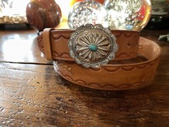 Navajo James Reid style Sterling Silver Turquoise Belt Buckle 41/43-1.5🐂✅