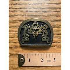 Vintage Brass Pacific Northwest Coast 1st Nations Haida Belt Buckle