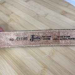 Vintage Justin Western Belt Longhorn Black Tooled Leather Gold Hued Stars Sz 40