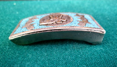 Vintage 1970s Alpaca Mexico Turquoise Silver Cowboy Boot Belt Buckle