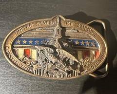 U.S America Constitution Bicentennial Belt Buckle 1787-1987 Pre Owned K 8085