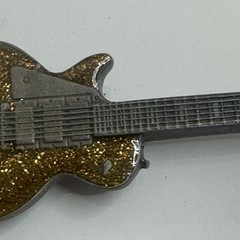 Bergamot Brass Works 1987 Guitar Belt Buckle Gold Glitter Made in USA