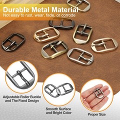 6 Pcs 0.6 Inch Single Prong Buckles Oval Center Bar Buckles, Black