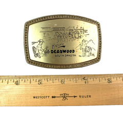 Vintage Historic Deadwood South Dakota 681 Beaded Edge Metal Belt Buckle
