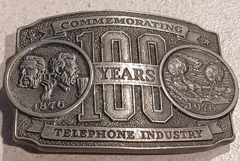 Vintage Lewis of Chicago Telephone Industry Belt Buckle 100 Years 1876-1976 USA