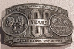 Vintage Lewis of Chicago Telephone Industry Belt Buckle 100 Years 1876-1976 USA