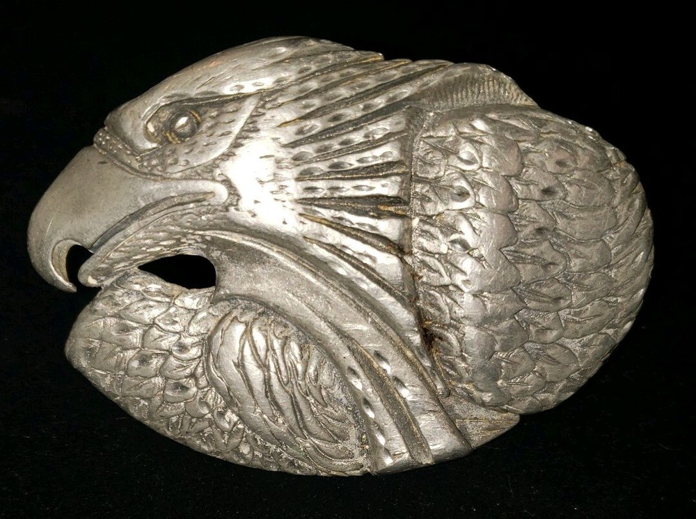 Eagle Belt Buckle EJC 1995 Vintage Pewter Made in USA America Size 3.5&Prime; x 2.5&Prime;