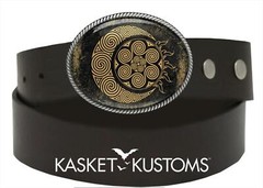 Celtic Grunge Belt Buckle – Spiral Sun and Moon Handmade Silver Buckle – 638-SO