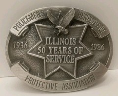 Illinois Policemens Benevolent Protective Assc. Belt Buckle 50 Years 1936-86