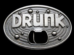 NC23107 VERY FUNNY **DRUNK (BOTTLE OPENER)** BOOZE BELT BUCKLE
