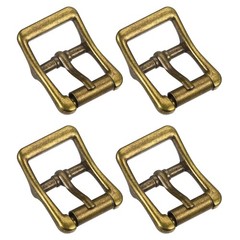 4Pcs 0.87&Prime; Single Prong Belt Buckle Square Center Bar Buckles for Belt, Brass