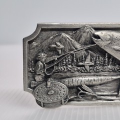 Siskiyou Buckle Co Fisherman Fishing Angler Oregon K-27 1983 Mountains Pewter