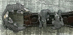 JEFF DEEGAN – UPSCALE LUXURY STERLING SILVER DOUBLE ALLIGATOR 1&Prime; BELT BUCKLE SET