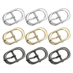 9Pcs 0.7&Prime; Single Prong Metal Roller Pin Belt Buckles Black/Silver/Light Gold