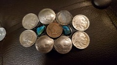 BUFFALO NICKEL COIN BELT BUCKLE WITH TURQUOISE Make Offer