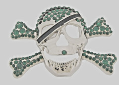 Skull Belt Buckles Crossbones Bandana Halloween Pirate Costume Bling Green Metal