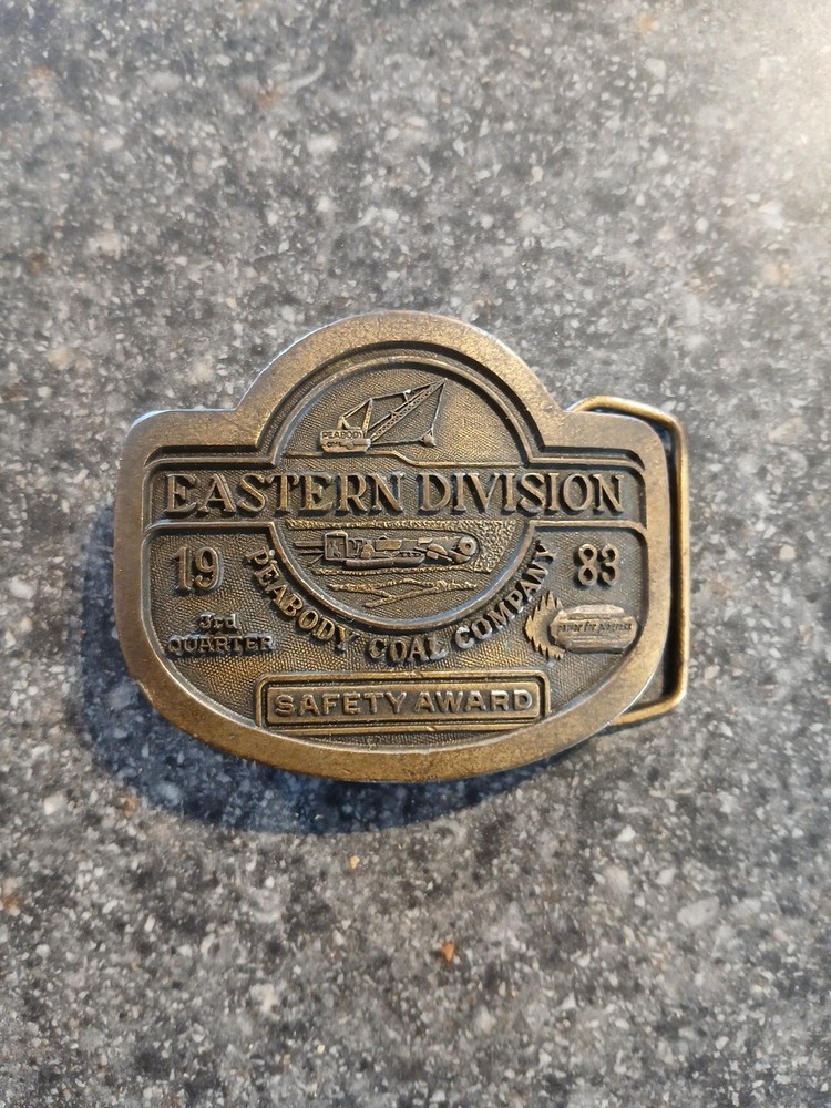 Peabody Coal Company Eastern Division 1983 Safety Award Belt Buckle Vtg 80’s
