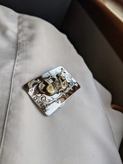 Nice Silver and Gold Tone « Bronco » Belt Buckle Made in Hong Kong