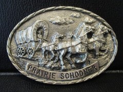 TONY LAMA Prairie Schooner Wheel Series Covered Wagon Horse Belt Buckle FIRST Ed