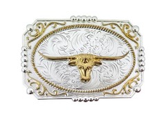 Bull OX Belt Buckle Gold Silver Metal Western Cowboy Rodeo Skull Riding Riders
