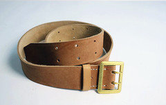 WW2 German Belt Tactical Equipment Cowhide Material Men Coroe Pattern GoldBuckle