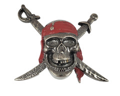 Disney Pirates of the Caribbean Enameled Skull & Crossed Swords Belt Buckle