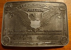 VINTAGE 1982 NRA BELT BUCKLE LEADERSHIP AWARD FOR SERVICE IN RECRUITING NR 00126