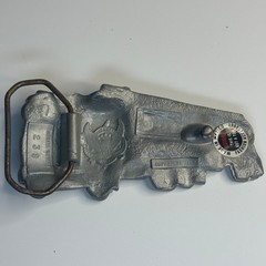 Tanker Truck Belt Buckle Pewter Tone Metal Made in Mexico Reissue