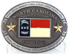 North Carolina NC State Flag Metal Belt Buckle CSA Southern States 3D New
