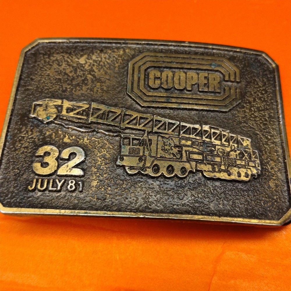 Vintage 1981 Cooper Industries Mobile Crane Belt Buckle July 81 Industrial Rig