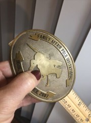 4.SILVERADO Sterling 925 Brass FAMILY AFFAIR POLO INVITATIONAL Belt Buckle 4&Prime;x3&Prime;