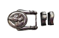 Vintage Brighton Metal Belt Buckle Silver Gray FITS 1 1/8&Prime; Dog Pattern Men&rsquo;s