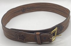 Vintage Larry Mahan Tooled Embroidered Leather Belt 6511 size 34